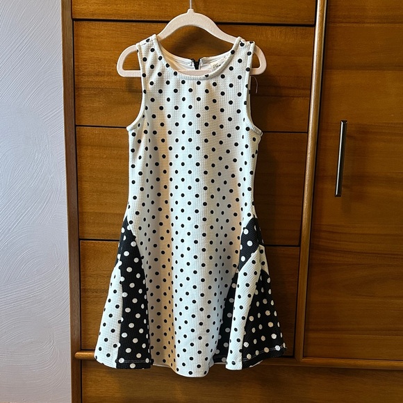 Rare Editions Black and White Polka Dot Dress - Picture 1 of 5